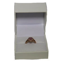 Load image into Gallery viewer, 9ct Rose Gold Oval Rub Set Pink Sapphire and Diamond Cluster Ring
