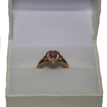 Load image into Gallery viewer, 9ct Rose Gold Oval Rub Set Pink Sapphire and Diamond Cluster Ring
