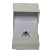 Load image into Gallery viewer, 18ct White Gold Claw Set Baguette Pink Tourmaline and Claw Set Baguette Diamonds Ring
