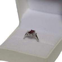 Load image into Gallery viewer, 18ct White Gold Claw Set Baguette Pink Tourmaline and Claw Set Baguette Diamonds Ring
