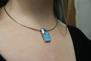 Nicole Barr rectangle blue pendant necklace