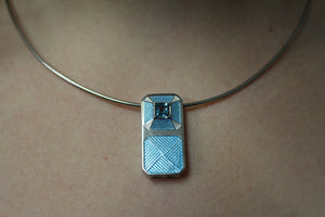 Nicole Barr rectangle blue pendant necklace