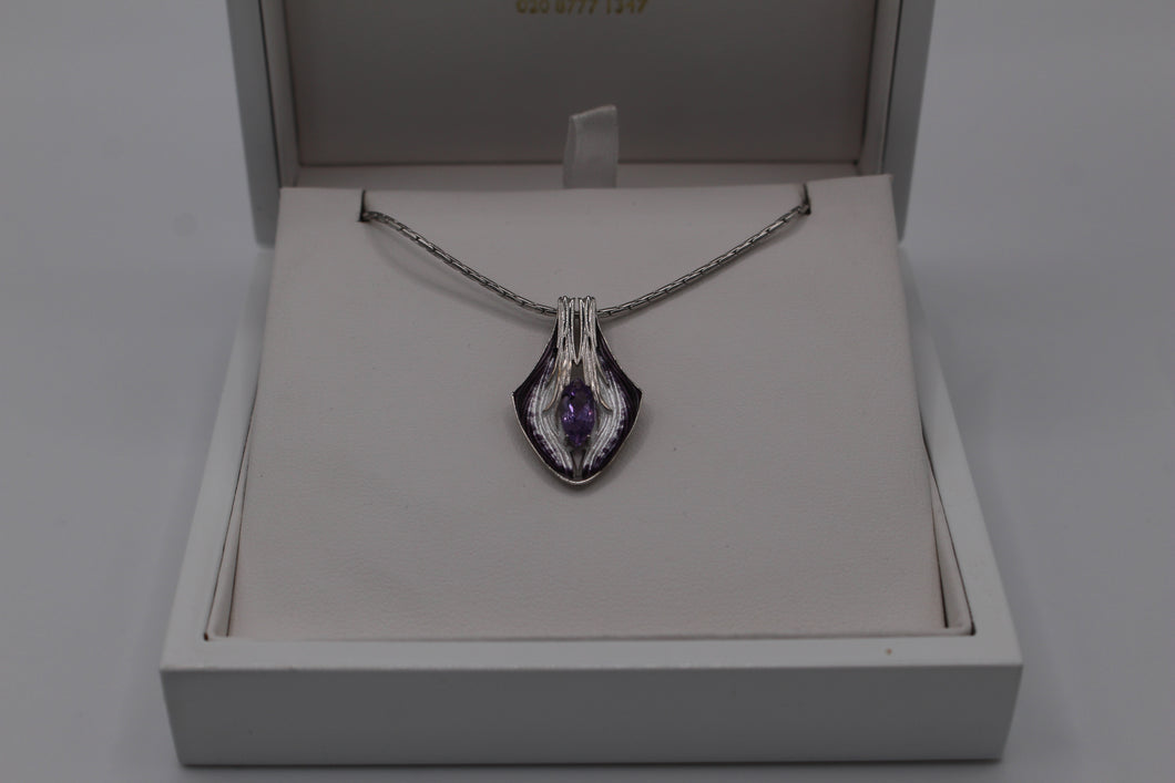 Nicole Barr purple flower pendant necklace