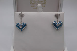 Nicole Barr blue heart drop earrings