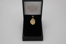 Load image into Gallery viewer, 9ct gold locket with leaf engraving
