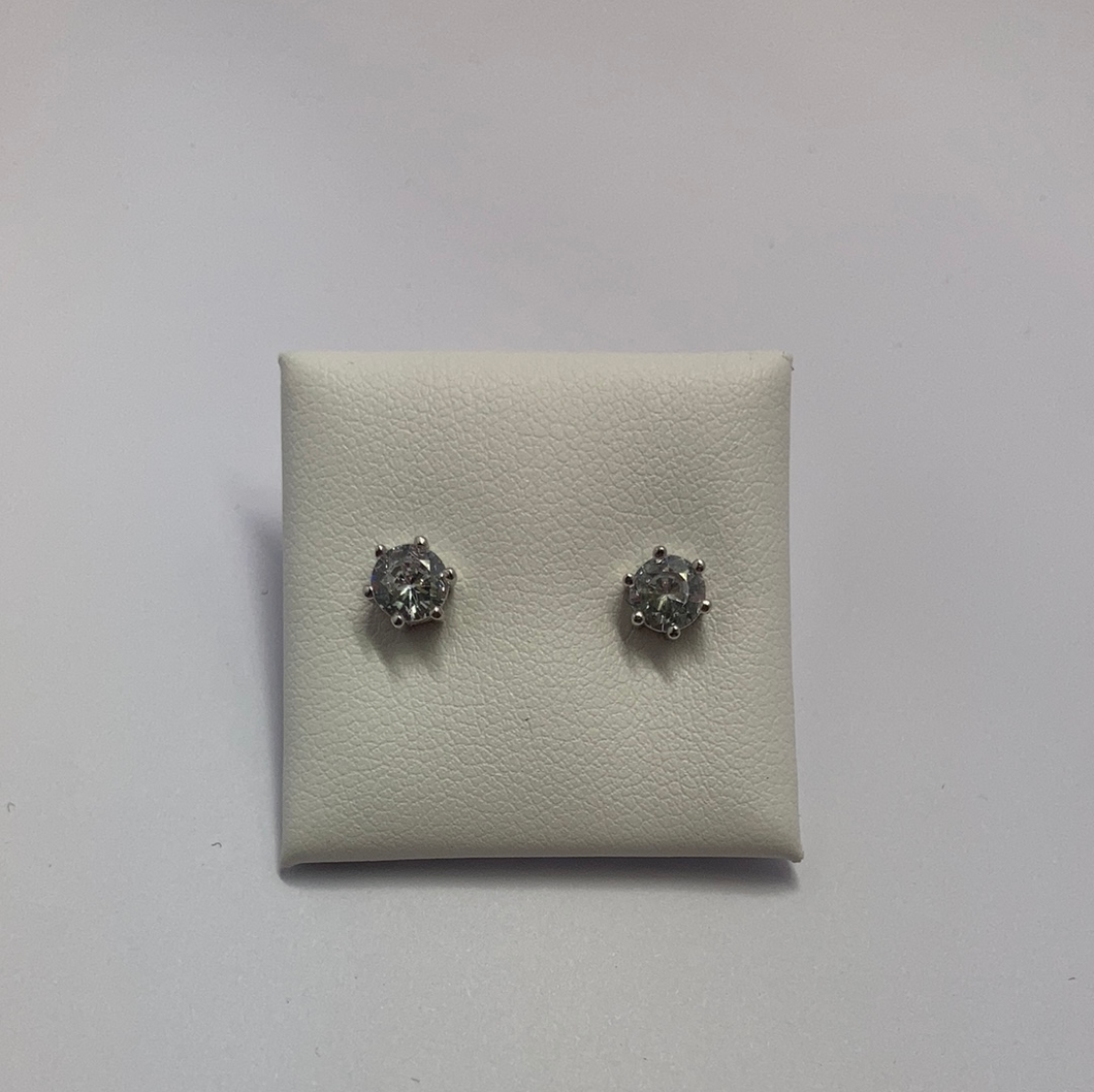 Sterling Silver Claw Set Brilliant Cut CZ Stud Earrings