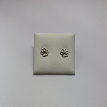 Load image into Gallery viewer, Silver Outline Dog Pawprint Stud Earrings
