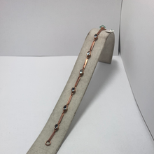 Load image into Gallery viewer, 9ct Rose Gold 7 Stone Aquamarine Bar Link Bracelet
