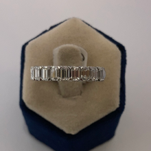 Load image into Gallery viewer, Platinum 9x Emerald Cut Diamonds Bright Cut Split Claw Set 1/2 Eternity Ring
