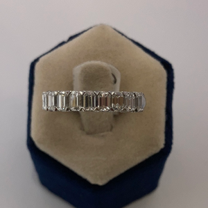 Platinum 9x Emerald Cut Diamonds Bright Cut Split Claw Set 1/2 Eternity Ring
