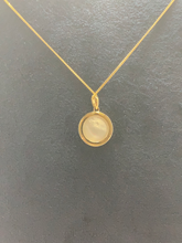 Load image into Gallery viewer, 9ct Yellow Gold Mother of Pearl Disc Pendant on 16” Curb
