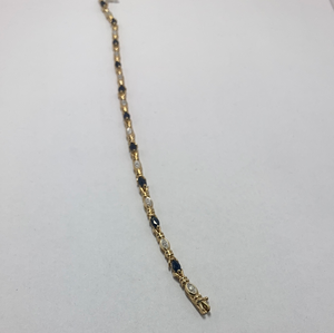 9ct Yellow Gold Alternate Sapphire and Diamond Bracelet