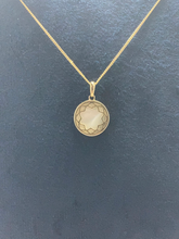 Load image into Gallery viewer, 9ct Yellow Gold Mother of Pearl Disc Pendant on 16” Curb
