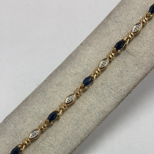 Load image into Gallery viewer, 9ct Yellow Gold Alternate Sapphire and Diamond Bracelet
