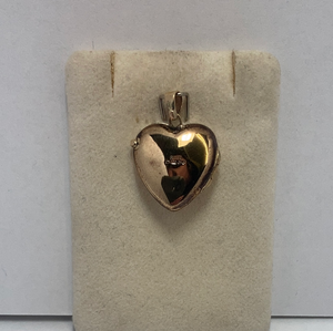 Secondhand 9ct Yellow Gold Heart Shape Half Engraved Locket SHJ