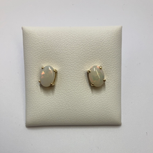Load image into Gallery viewer, 9ct Yellow Gold Claw Set Oval Cabochon Opal Stud Earrings
