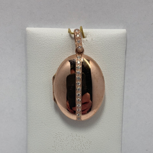 Load image into Gallery viewer, 9ct Rose Gold Oval Vertical Diamond Strip Locket
