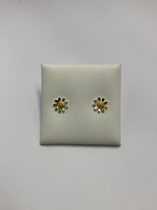 Sterling Silver And Gold Gilt Daisy Stud Earrings