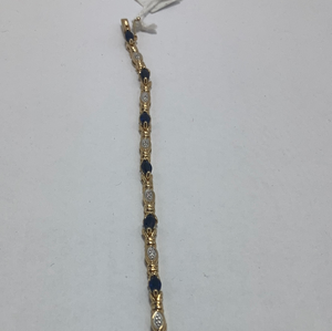 9ct Yellow Gold Alternate Sapphire and Diamond Bracelet